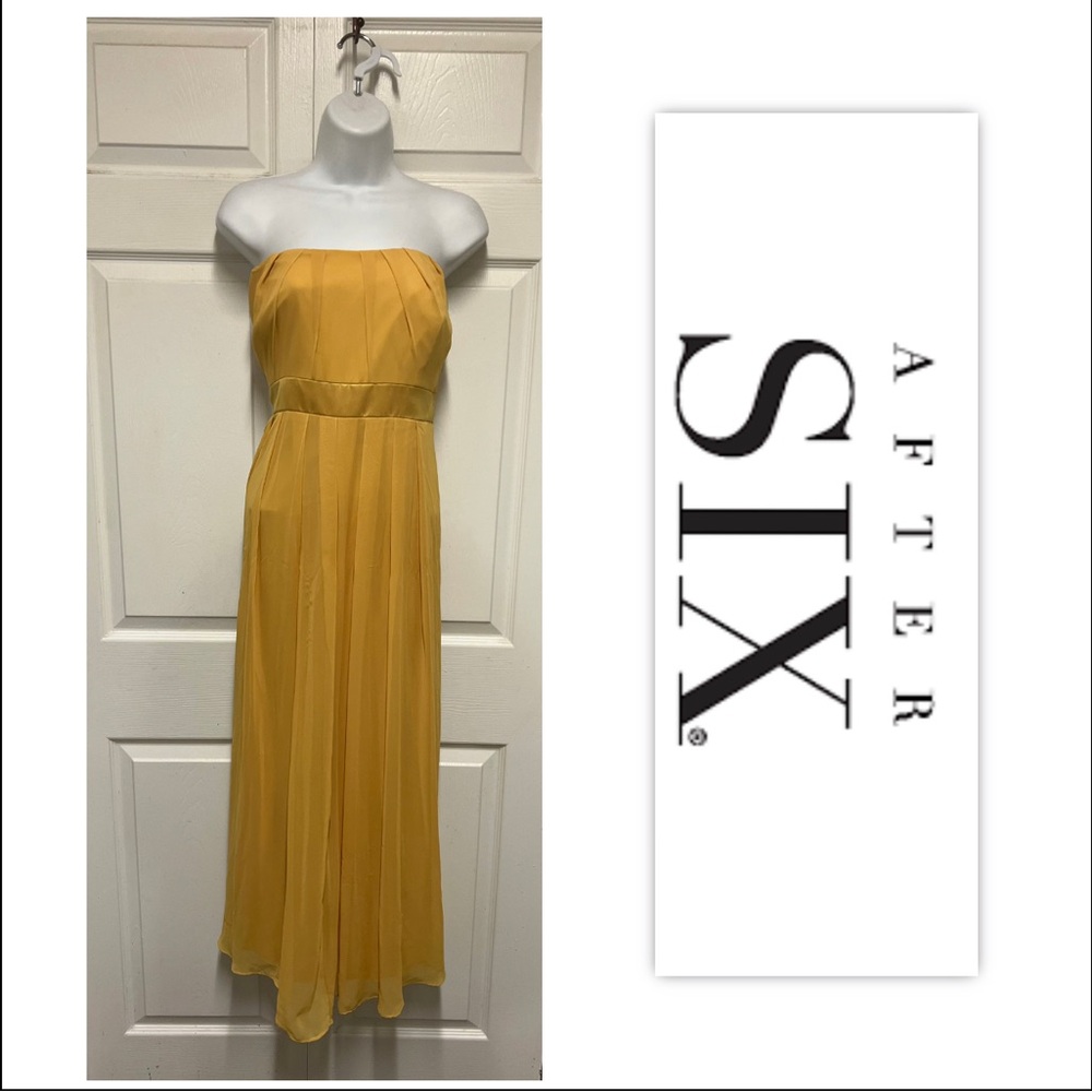 After Six Marigold Strapless Maxi Dress Gown